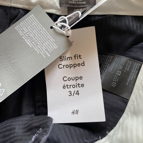 H&M Men’s Slim Fit Cropped Linen Pants Gray 3/4 Trousers Dress Casual Size 36R - Picture 6 of 8